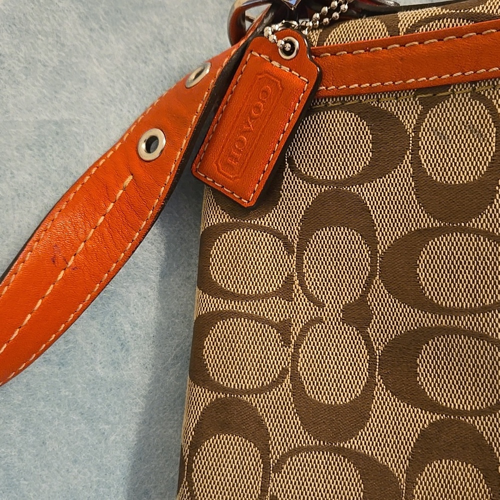 Coach Tan with Red Leather Trim, Y2K, Adjustable Strap Purse - Picture 17 of 17